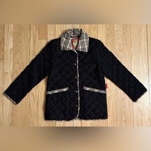 5/A Baker by Amberhill Youth Barn Coat, Black Plaid Trim, Size Small